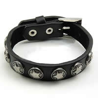 Cowhide Bracelets, with Zinc Alloy, plated, 15mm Inch 