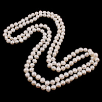 Природные пресной воды жемчужина длинное ожерелье, Пресноводные жемчуги, Стиль Барокко, натуральный, белый, 10-11mm, длина:Приблизительно 62.5 дюймовый, продается Strand