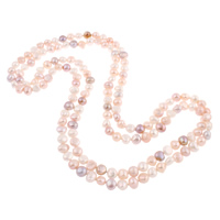 Natural Freshwater Pearl Long Necklace, Baroque, multi-colored, 10-11mm Approx 62.5 Inch 
