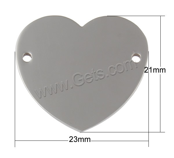 Stainless Steel Charm Connector, Heart, laser pattern & Customized & 1/1 loop, original color, 31.5x30x1mm, Hole:Approx 1mm, Sold By PC