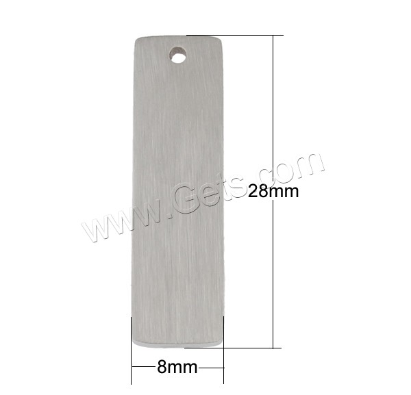 Stainless Steel Tag Charm, Rectangle, laser pattern & Customized, original color, 8x28x1.5mm, Hole:Approx 1mm, Sold By PC