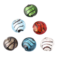 Silver Foil Lampwork Beads, Flat Round, drawbench, translucent Approx 2mm 