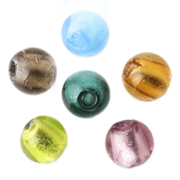 Silver Foil Lampwork Beads, Round 10mm 