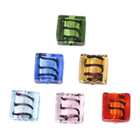 Silver Foil Lampwork Beads, Rectangle, drawbench, mixed colors Approx 2mm 