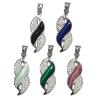 Cats Eye Stainless Steel Pendant, with Rhinestone Clay Pave & Cats Eye, with 26 pcs rhinestone Approx 