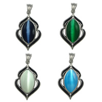 Cats Eye Stainless Steel Pendant, with Cats Eye, enamel Approx 