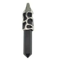 EL Colgante De Acero Inoxidable, con gemas de cristal, péndulo, Negro, 10x51x10mm, agujero:aproximado 4x6.5mm, Vendido por UD