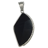 Stainless Steel Pendants, with Glass Gemstone, black Approx 