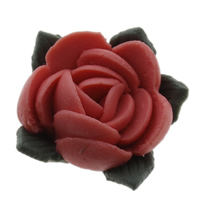 Blume Porzellan Perlen, geschichtet & Volltonfarbe, rot, 21x20x3mm, Bohrung:ca. 1mm, verkauft von PC