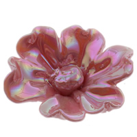 Blume Porzellan Perlen, bunte Farbe plattiert, rot, 26x22x13mm, Bohrung:ca. 1mm, verkauft von PC