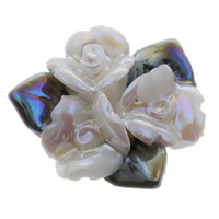 Blume Porzellan Perlen, bunte Farbe plattiert, geschichtet, 19x18x10mm, Bohrung:ca. 1mm, verkauft von PC