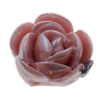 Abalorio de flor de porcelana, chapado en colorido, capas, Rosado, 18x15x12mm, agujero:aproximado 1mm, Vendido por UD
