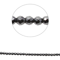 Nicht magnetische Hämatit Perlen, Non- magnetische Hämatit, rund, verschiedene Größen vorhanden & facettierte, schwarz, Bohrung:ca. 1mm, Länge:ca. 15.7 ZollInch, verkauft von Strang
