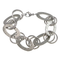 Stainless Steel Chain Bracelets, Flat Oval, original color Approx 7 Inch 
