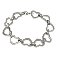 Stainless Steel Chain Bracelets, heart chain, original color Approx 7.5 Inch 