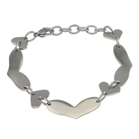Stainless Steel Chain Bracelets, Heart, original color  Approx 7 Inch 
