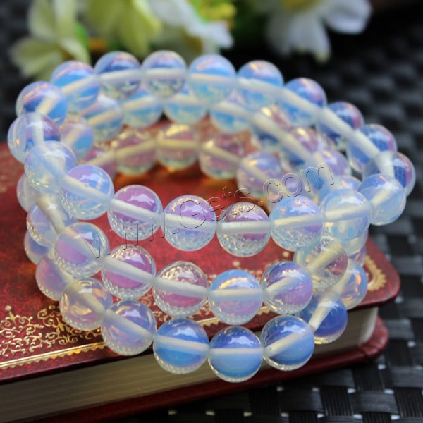 Sea Opal Bracelets, Round, different size for choice, Length:Approx 7.5 Inch, Sold By Strand