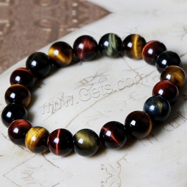Tiger Eye Stone Bracelets, Round, natural, different size for choice, Sold By Strand
