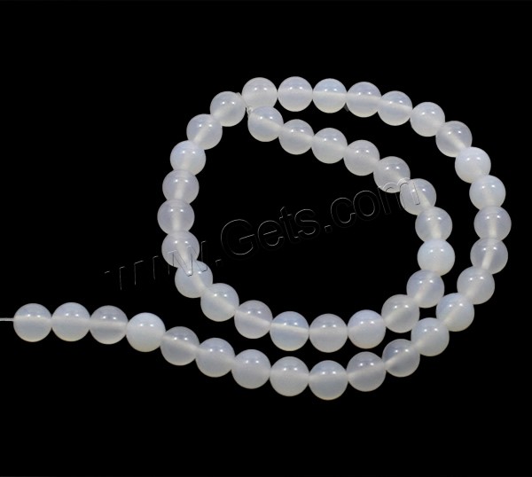 Natural White Agate Beads, Round, different size for choice, Hole:Approx 1mm, Length:Approx 15 Inch, Sold By Strand