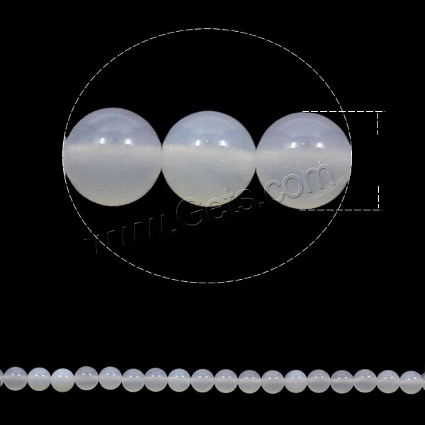 Perla de ágata blanca natural, Ágata blanca, Esférico, diverso tamaño para la opción, agujero:aproximado 1mm, longitud:aproximado 15 Inch, Vendido por Sarta