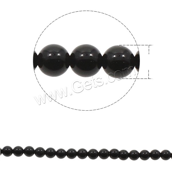 Natürliche schwarze Achat Perlen, Schwarzer Achat, rund, verschiedene Größen vorhanden, Bohrung:ca. 1mm, Länge:ca. 15 ZollInch, verkauft von Strang