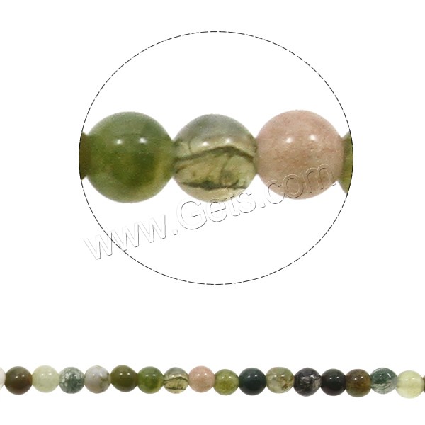 Perles en pierre d'agate mousse naturelle, Rond, normes différentes pour le choix, couleurs mélangées, Trou:Environ 1mm, Longueur:Environ 15 pouce, Vendu par brin