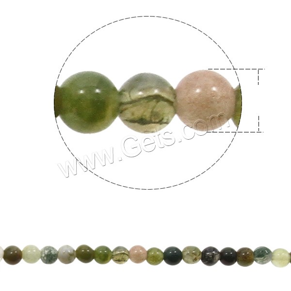 Natural Moss Agate Beads, Round, different size for choice, mixed colors, Hole:Approx 1mm, Length:Approx 15 Inch, Sold By Strand