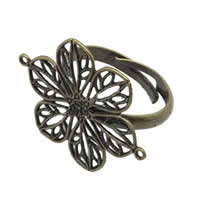 Brass Filigree Ring Base, Flower, antique bronze color plated, with loop & adjustable Approx 2mm 