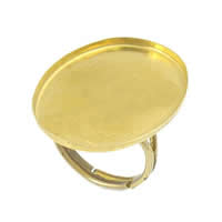 Brass Bezel Ring Base, Oval, plated US Ring 