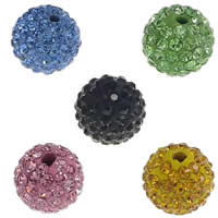 Половина просверленные Rhinestone бусины, Кристаллы, с Горный хрусталь глины проложить шарик, Круглая, с класс горный хрусталь & отверстие наполовину, Много цветов для выбора, отверстие:Приблизительно 1.2mm, продается PC