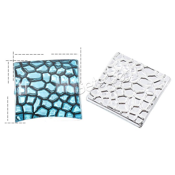 Snakeskin Style Resin Cabochon, Square, silver color plated, different size for choice & flat back & faceted & snakeskin pattern, more colors for choice, Sold By Bag
