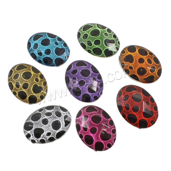 Snakeskin Style Resin Cabochon, Flat Oval, silver color plated, different size for choice & flat back & faceted & snakeskin pattern, more colors for choice, Sold By Bag