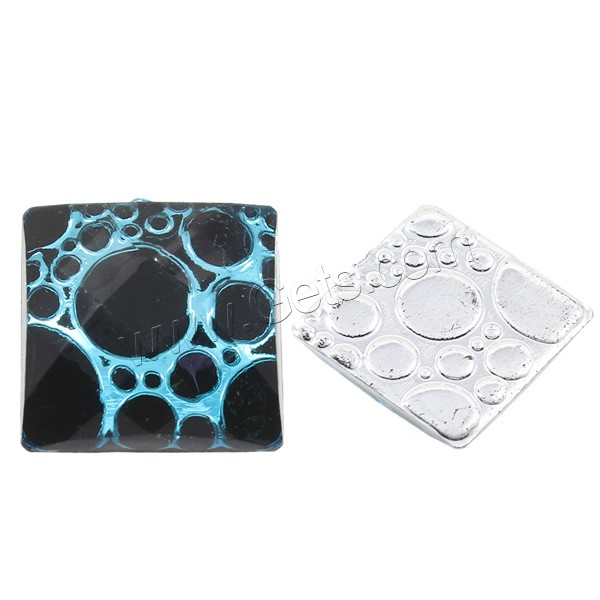 Snakeskin Style Resin Cabochon, Square, silver color plated, different size for choice & flat back & faceted & snakeskin pattern, more colors for choice, Sold By Bag