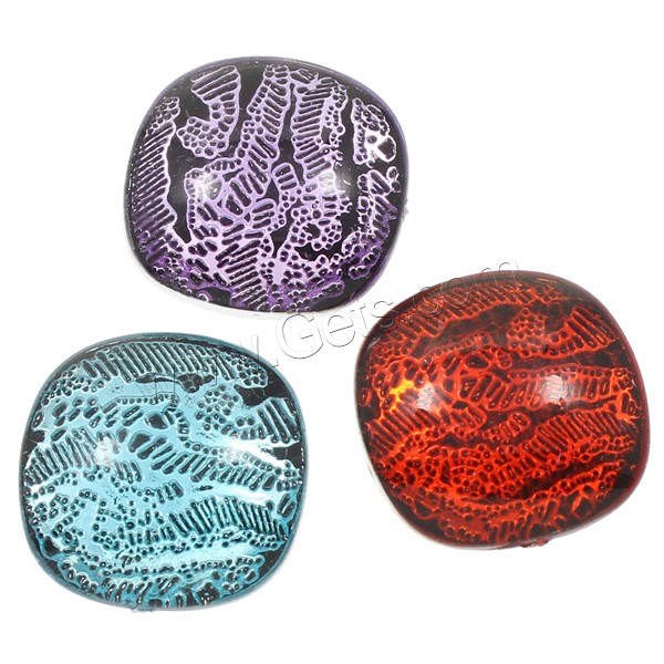 Snakeskin Style Resin Cabochon, Square, silver color plated, different size for choice & flat back & snakeskin pattern, more colors for choice, Sold By Bag