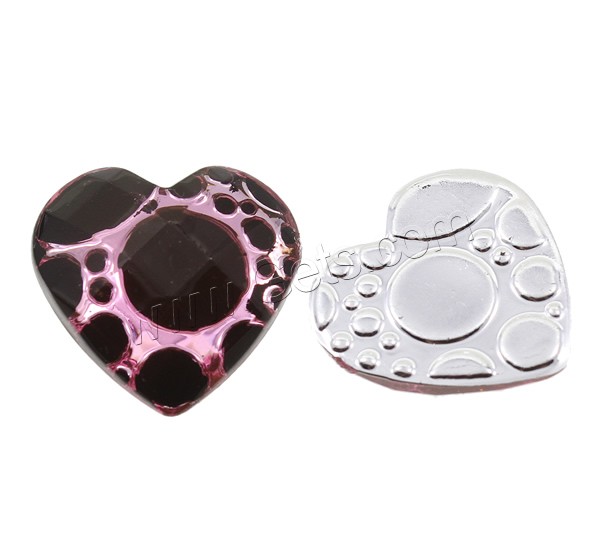 Snakeskin Style Resin Cabochon, Heart, silver color plated, different size for choice & flat back & faceted & snakeskin pattern, more colors for choice, Sold By Bag