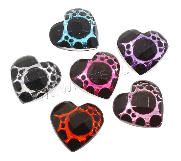 Snakeskin Style Resin Cabochon, Heart, silver color plated, different size for choice & flat back & faceted & snakeskin pattern, more colors for choice, Sold By Bag
