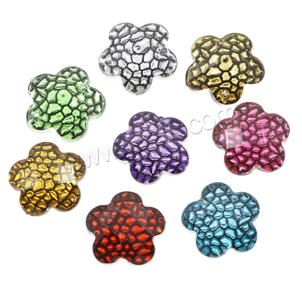 Snakeskin Style Resin Cabochon, Flower, silver color plated, different size for choice & flat back & faceted & snakeskin pattern, more colors for choice, Sold By Bag