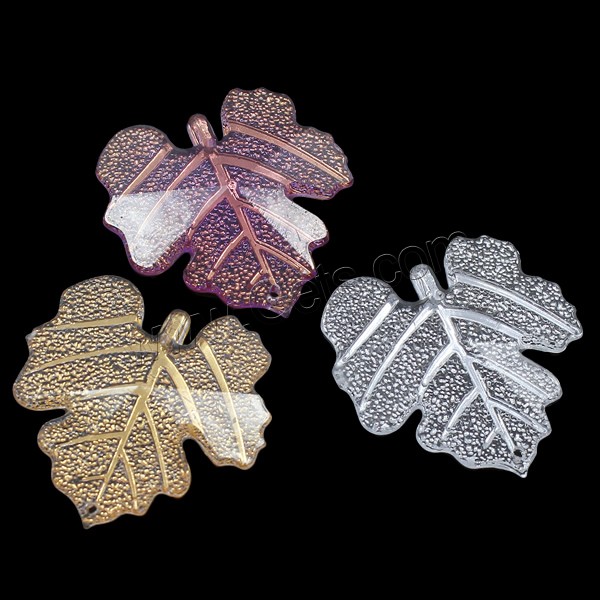 Resin Jewelry Connector, Leaf, plated, different size for choice & faceted & 1/1 loop, more colors for choice, Hole:Approx 1mm, Sold By Bag