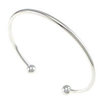 Brass Ball End Cuff Bangle, plated 8mm,3mm, Inner Approx Approx 9 Inch 