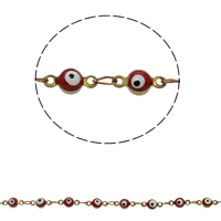 Evil Eye Jewelry Chains, Brass, plated, handmade & enamel nickel, lead & cadmium free 