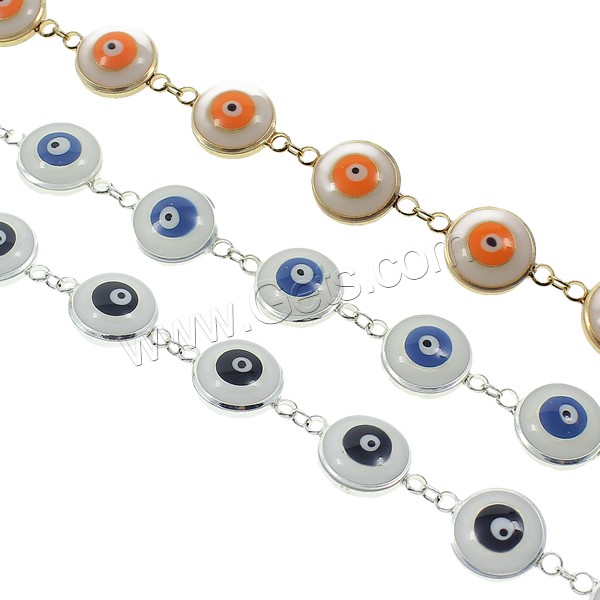 Evil Eye Jewelry Chains, Brass, plated, handmade & enamel, more colors for choice, nickel, lead & cadmium free, 20x13x5mm, Sold By m