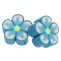 Flower Polymer Clay Beads, handmade, blue Approx 1.5mm 