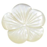 天然白いシェル・ビーズ, 白い貝, 花形 穴:約 1.5mm, 売り手 パソコン