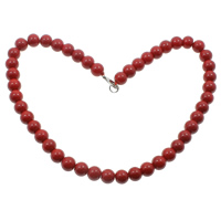 Synthetic Coral Necklace, zinc alloy lobster clasp, Round, red, 10mm Approx 18.5 Inch 