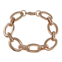 Bracelets en acier inoxydable, Plaqué de couleur d'or rose, chaîne ovale Environ 8.5 pouce, Vendu par brin