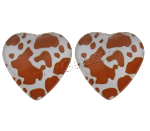 Decal Glass Cabochon, Heart, animal texture design & different size for choice & different designs for choice & flat back, 1000PCs/Bag, Sold By Bag