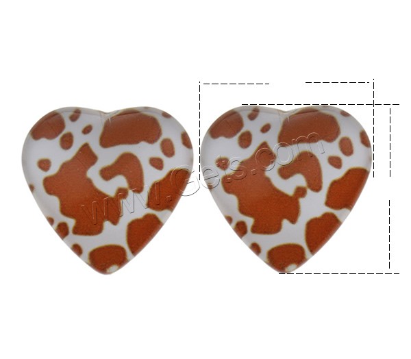 Decal Glass Cabochon, Heart, animal texture design & different size for choice & different designs for choice & flat back, 1000PCs/Bag, Sold By Bag