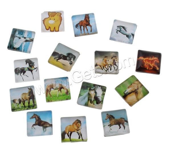Decal Glass Cabochon, Square, animal design & different size for choice & different designs for choice & flat back, 1000PCs/Bag, Sold By Bag