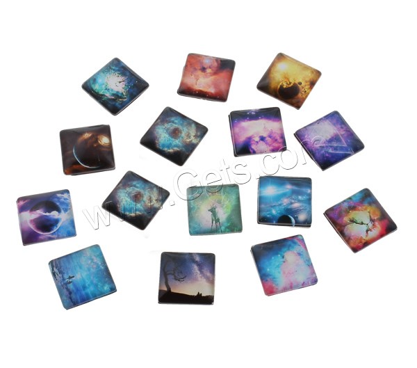 Decal Glass Cabochon, Square, starry design & different size for choice & different designs for choice & flat back, Sold By PC