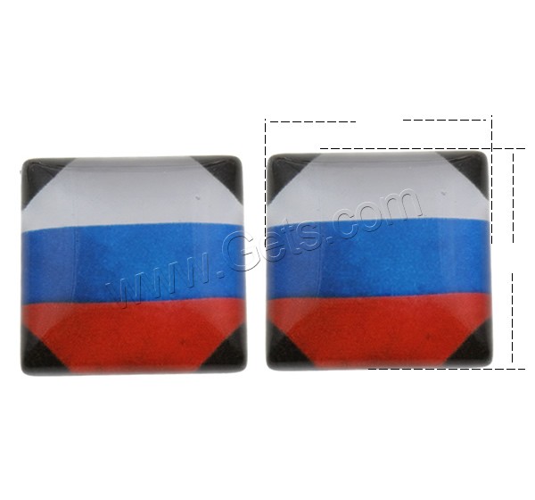 Decal Glass Cabochon, Square, national flag design & different size for choice & different designs for choice & flat back, 1000PCs/Bag, Sold By Bag
